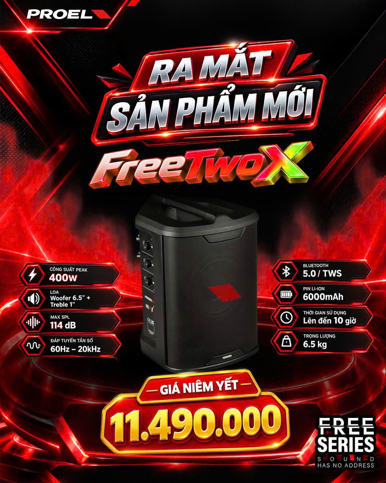 Loa di động có Pin Proel FREETWOX