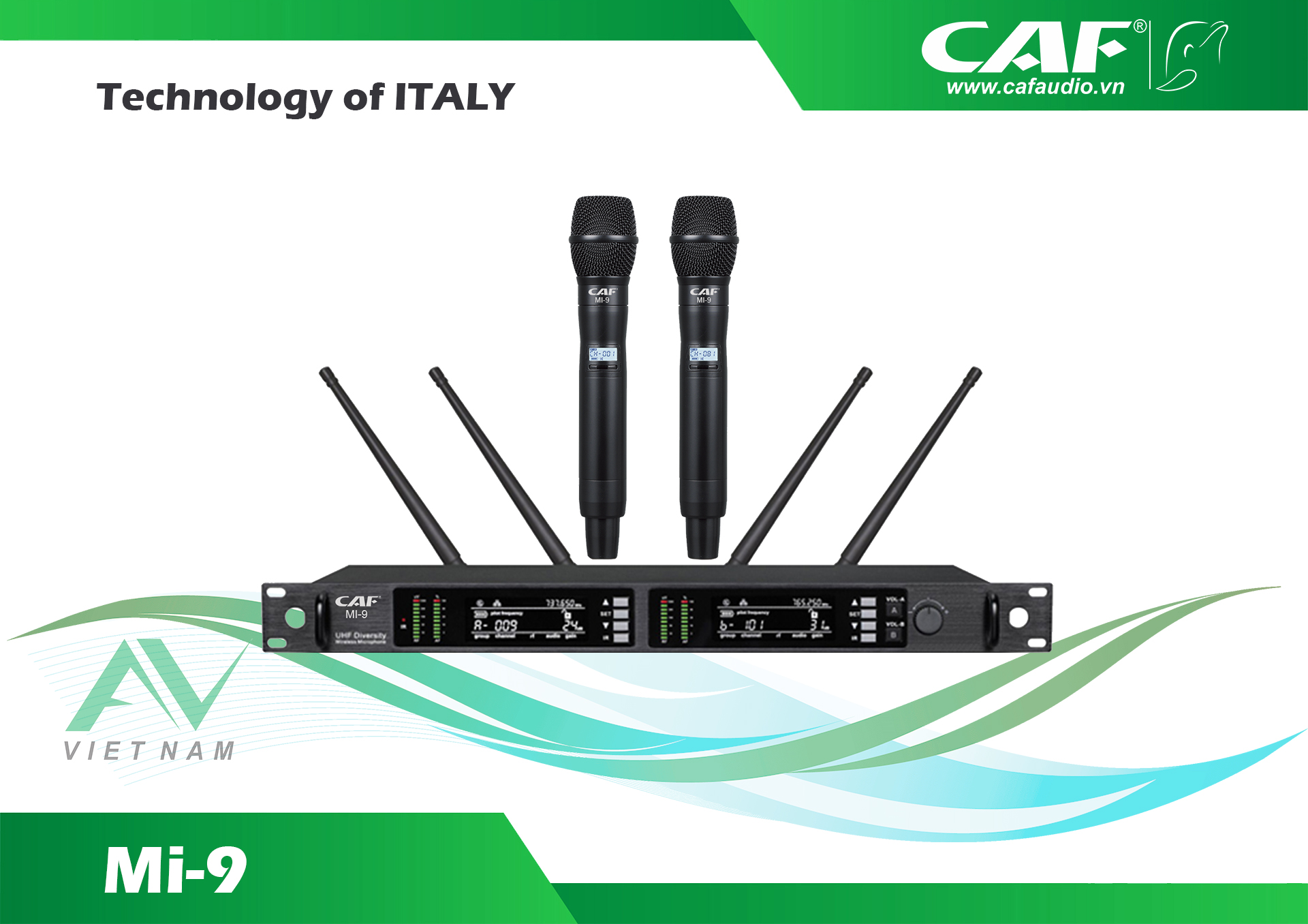 Micro không dây 2 tay mic CAF Mi9 Pro