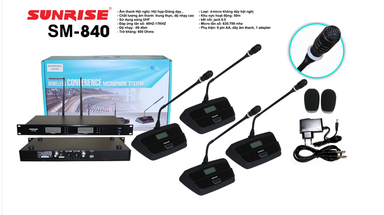 Micro Cổ Ngỗng Hội Nghị 4 Mic Sunrise SM 840